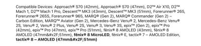 Garmin Fenix 8 MicroLED watch mention, Watch Face list